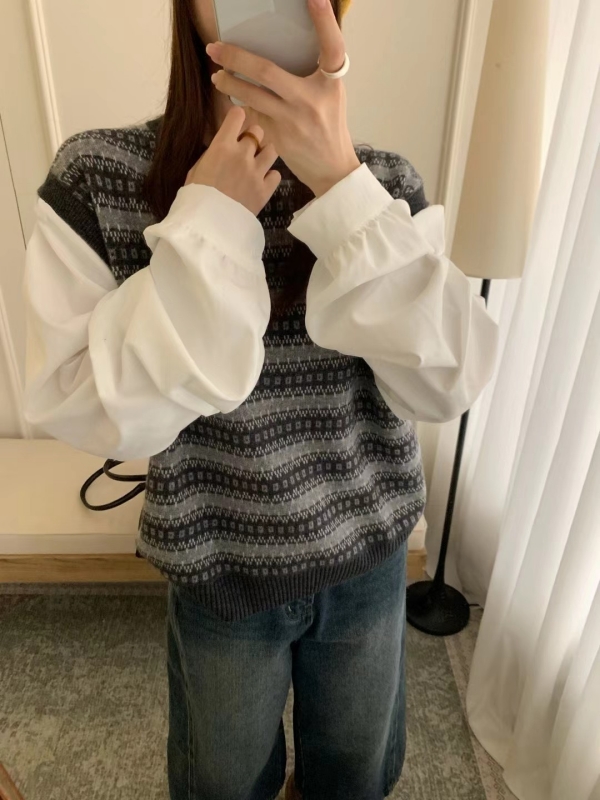 韓 假兩件式上衣 2色