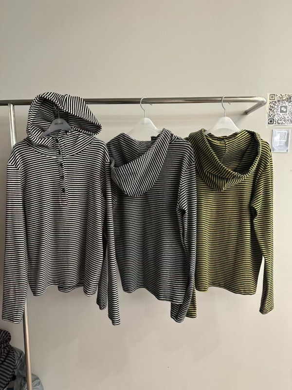 韓 條文連帽上衣 3色 size