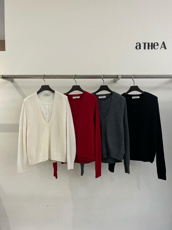 韓 假兩件式V上衣 4色