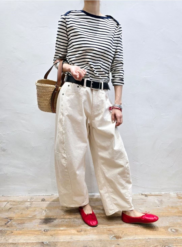 韓 領配色條文上衣 2色