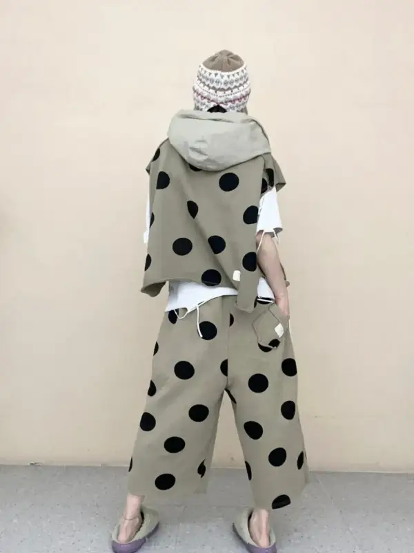 韓 大圓點連帽背心 3色