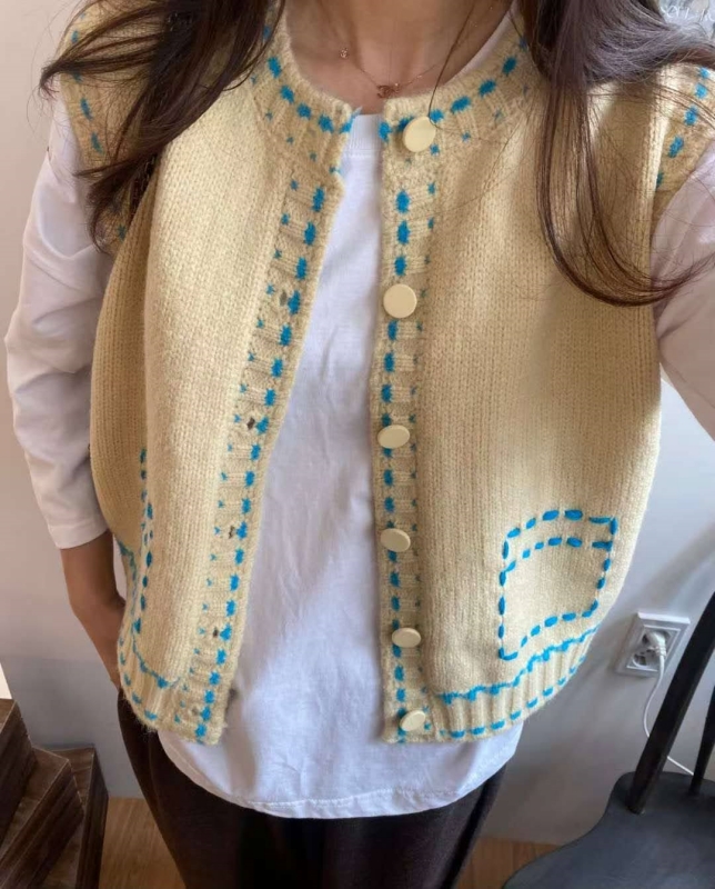 韓 車線配色背心 3色 size