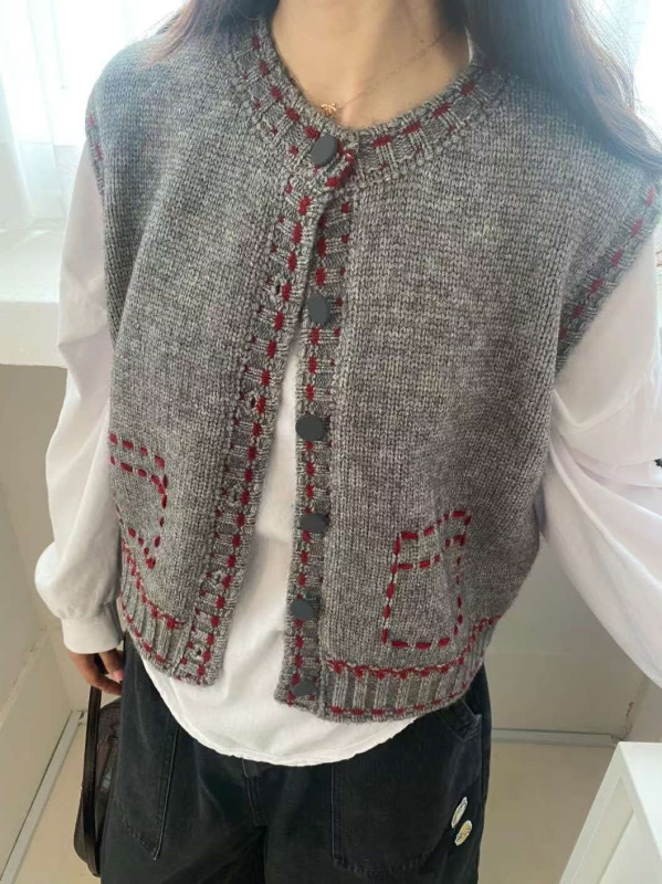 韓 車線配色背心 3色 size