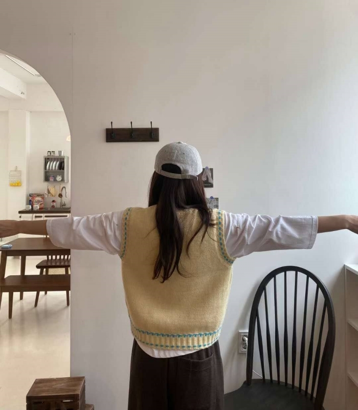 韓 車線配色背心 3色 size