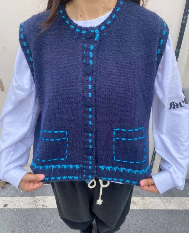 韓 車線配色背心 3色 size