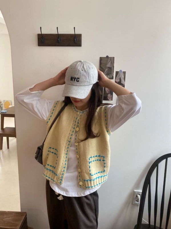 韓 車線配色背心 3色 size