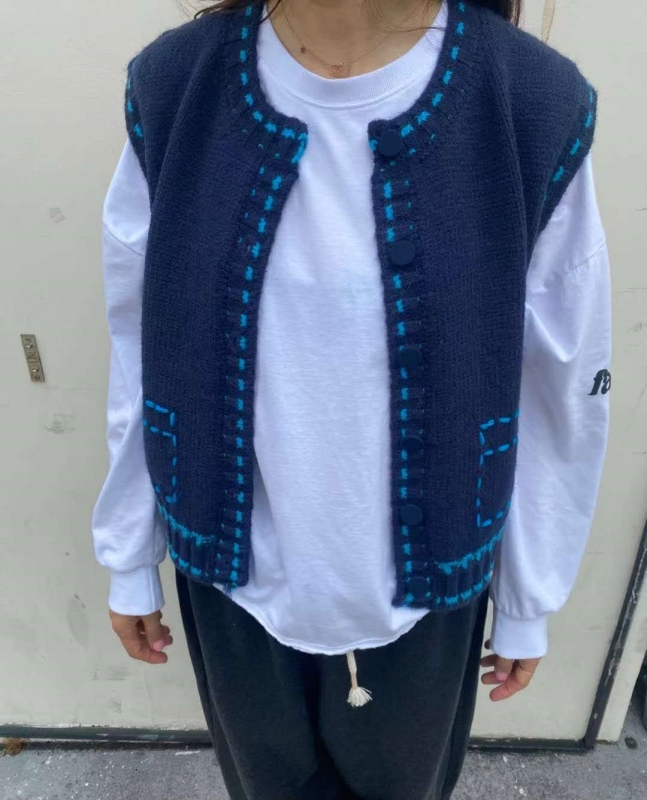 韓 車線配色背心 3色 size