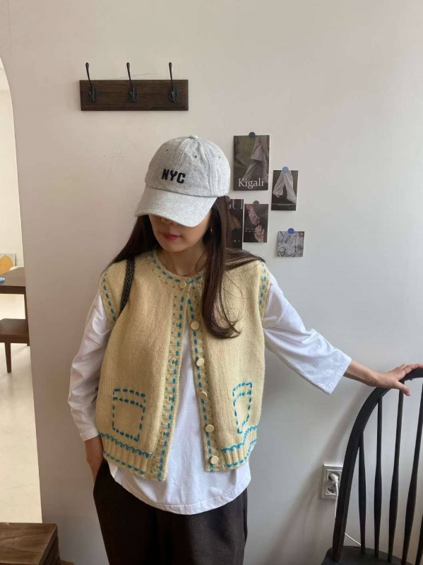 韓 車線配色背心 3色 size