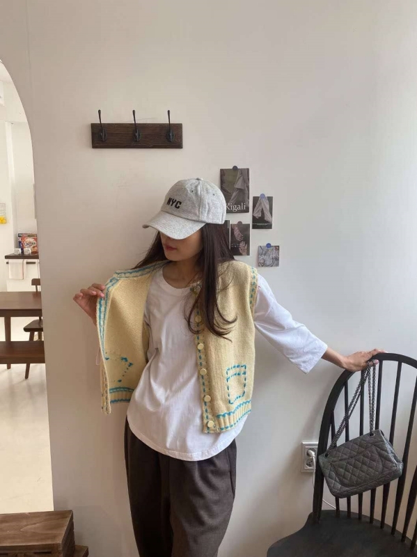 韓 車線配色背心 3色 size