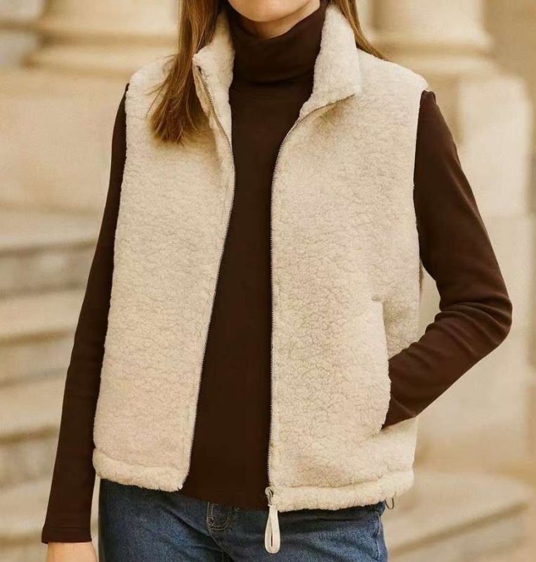 韓 小立領短毛背心 2色 size