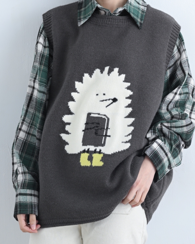 韓 寬鬆版動物背心 4色 size