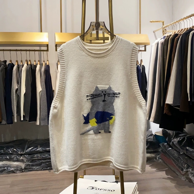 韓 寬鬆版動物背心 4色 size