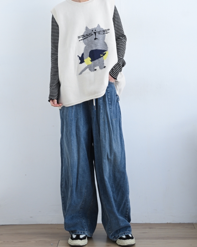 韓 寬鬆版動物背心 4色 size