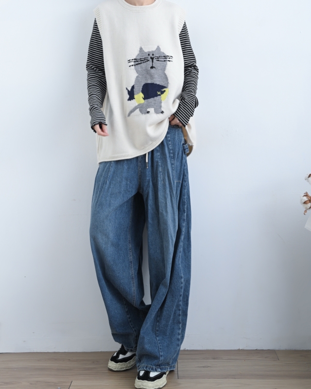 韓 寬鬆版動物背心 4色 size