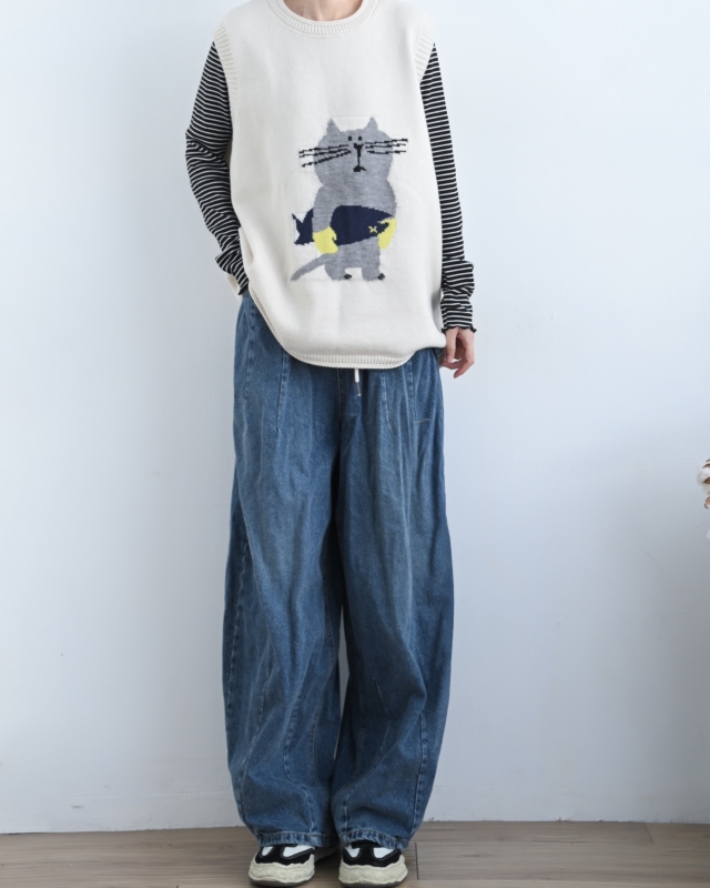 韓 寬鬆版動物背心 4色 size