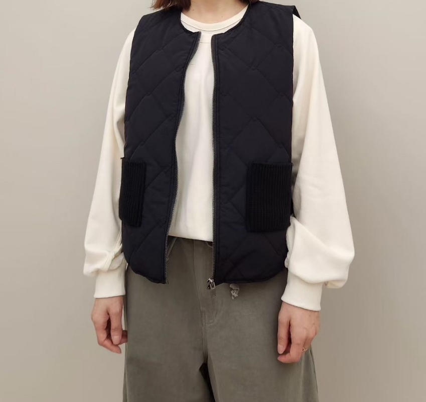 韓 口袋針織菱格壓紋背心 2色 size