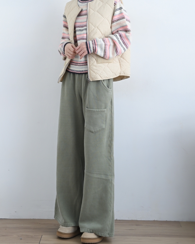 韓 口袋針織菱格壓紋背心 2色 size