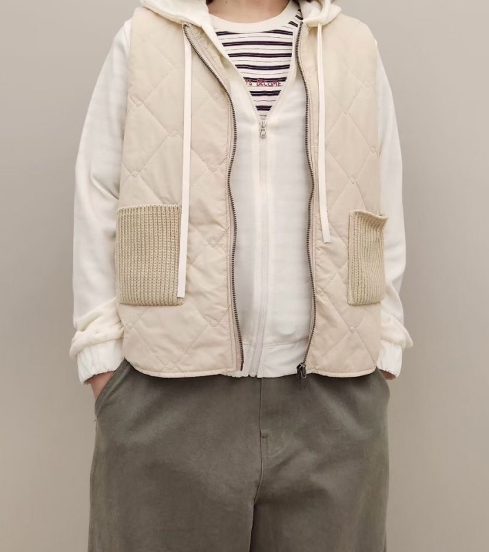 韓 口袋針織菱格壓紋背心 2色 size