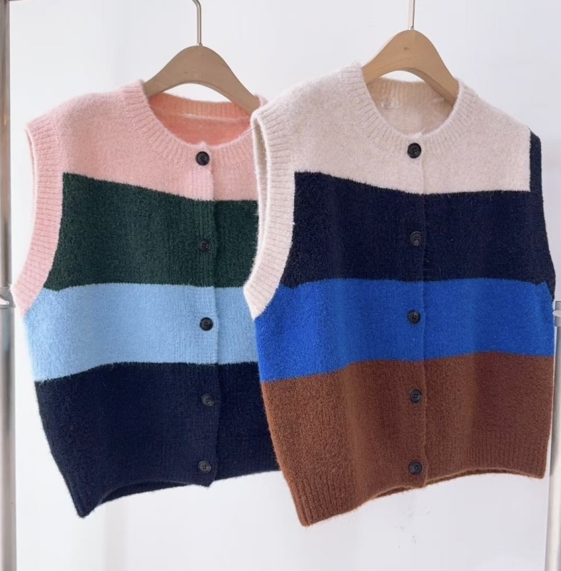 韓 大色塊配色背心 2色 size