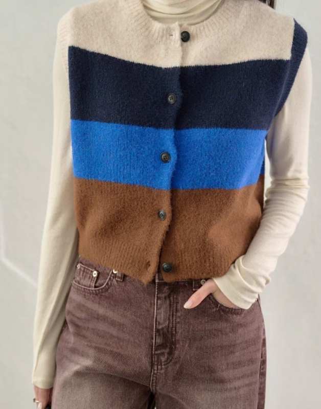 韓 大色塊配色背心 2色 size