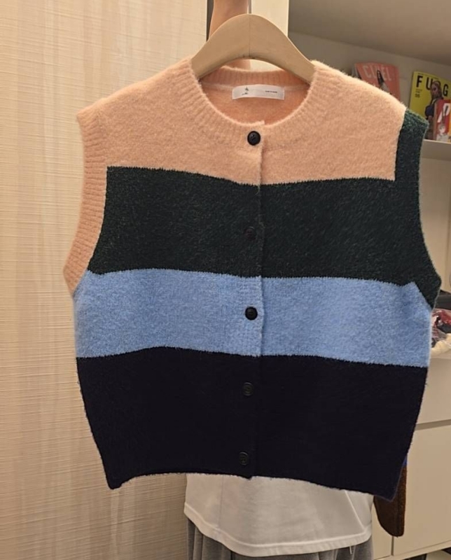 韓 大色塊配色背心 2色 size
