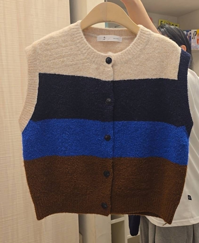 韓 大色塊配色背心 2色 size