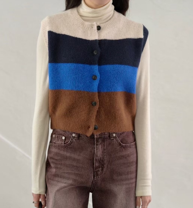 韓 大色塊配色背心 2色 size