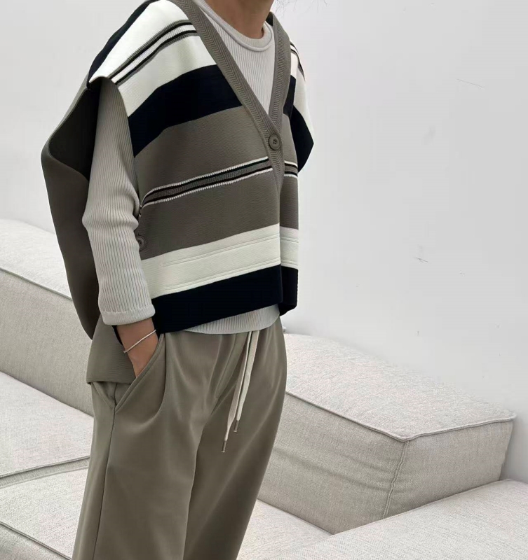 韓 粗細文針織棉背心 3色 size