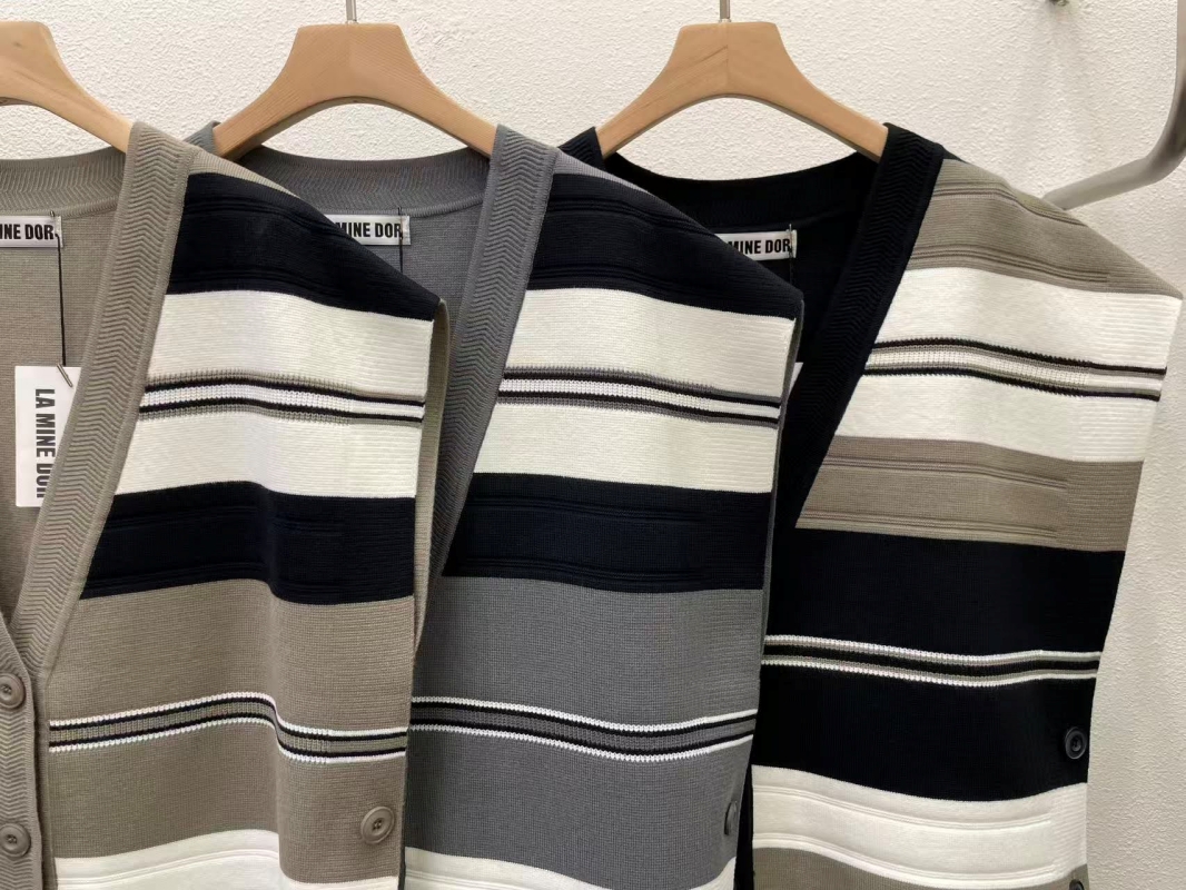 韓 粗細文針織棉背心 3色 size