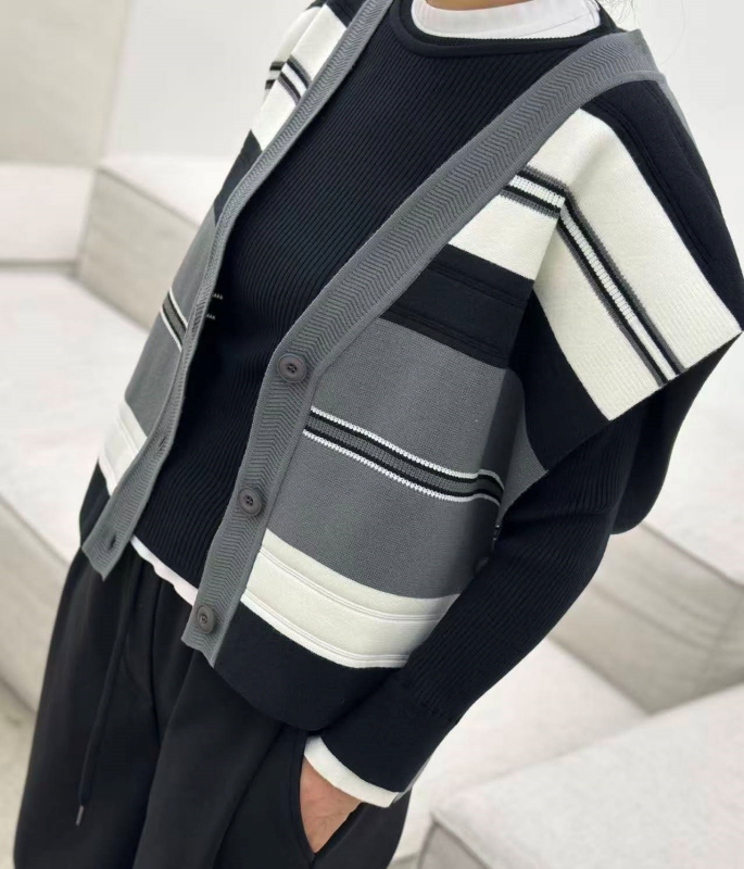 韓 粗細文針織棉背心 3色 size