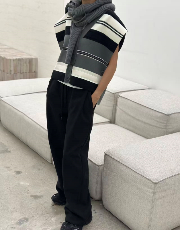 韓 粗細文針織棉背心 3色 size