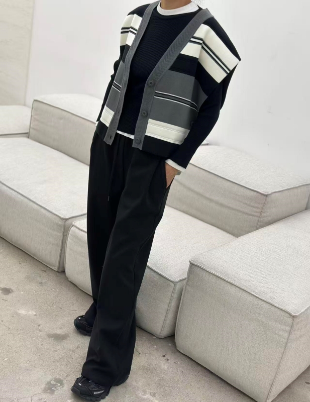 韓 粗細文針織棉背心 3色 size