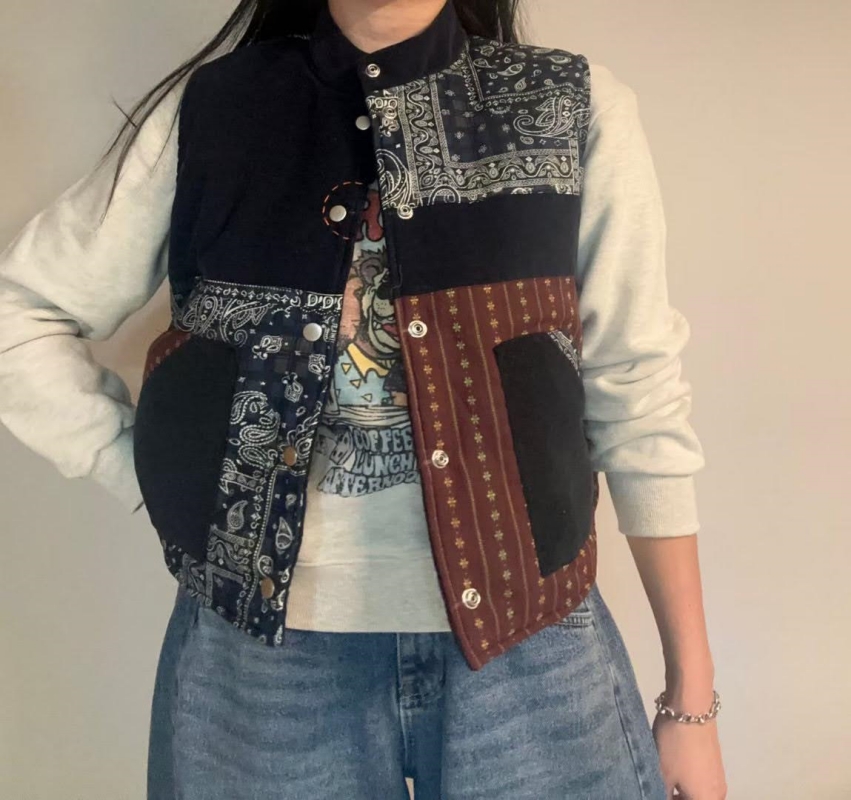 韓 拼布風背心 2色