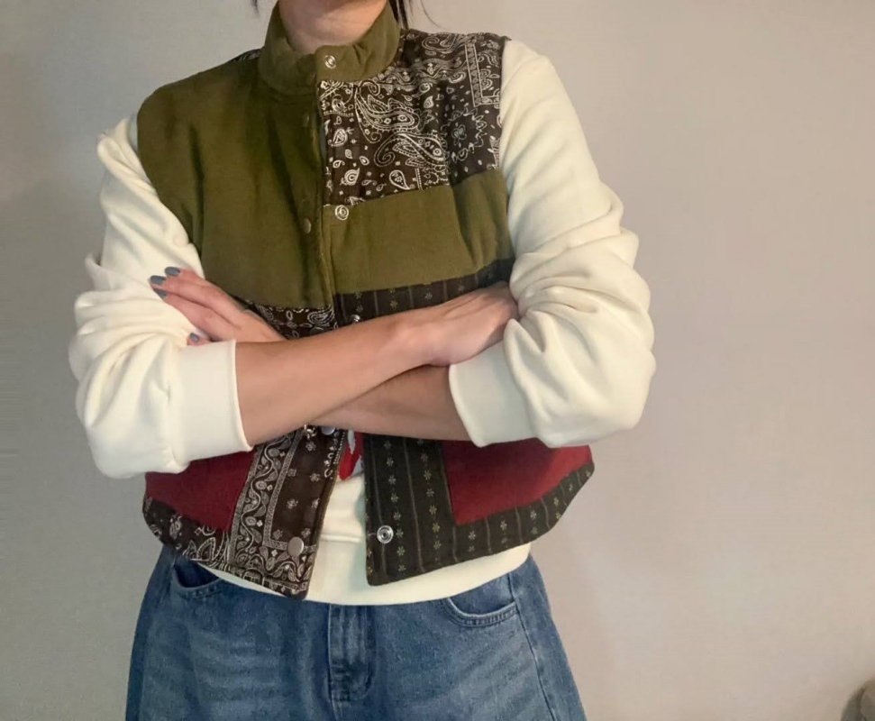 韓 拼布風背心 2色