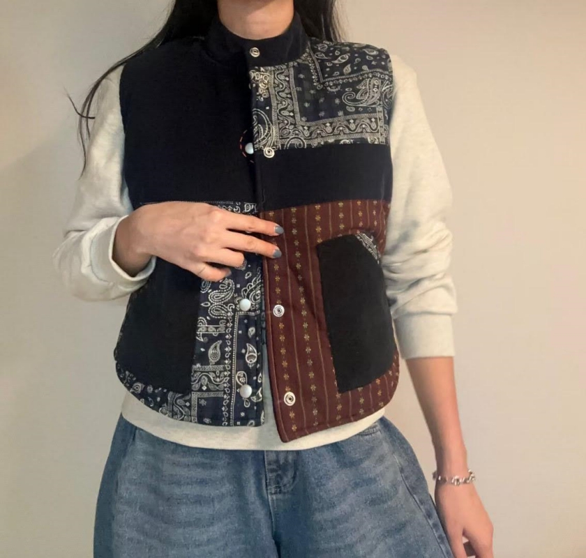 韓 拼布風背心 2色