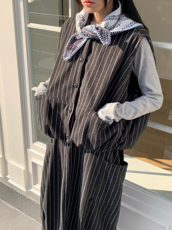 韓 直條文背心 2色 size