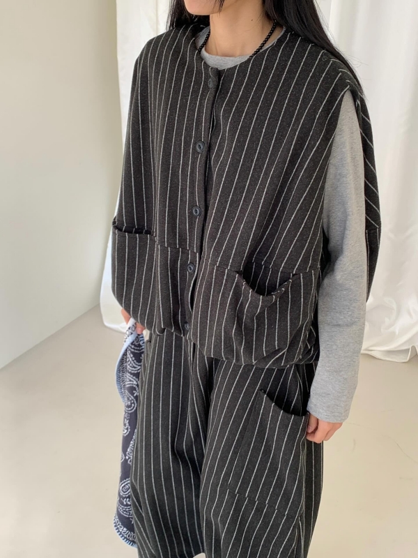 韓 直條文背心 2色 size