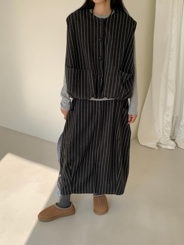 韓 直條文背心 2色 size