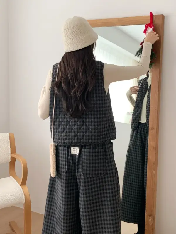 韓 小格文背心 3色 size