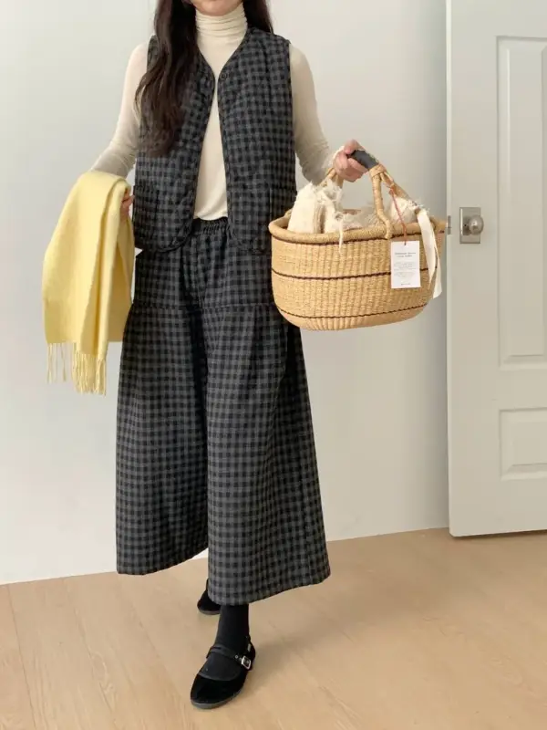 韓 小格文背心 3色 size