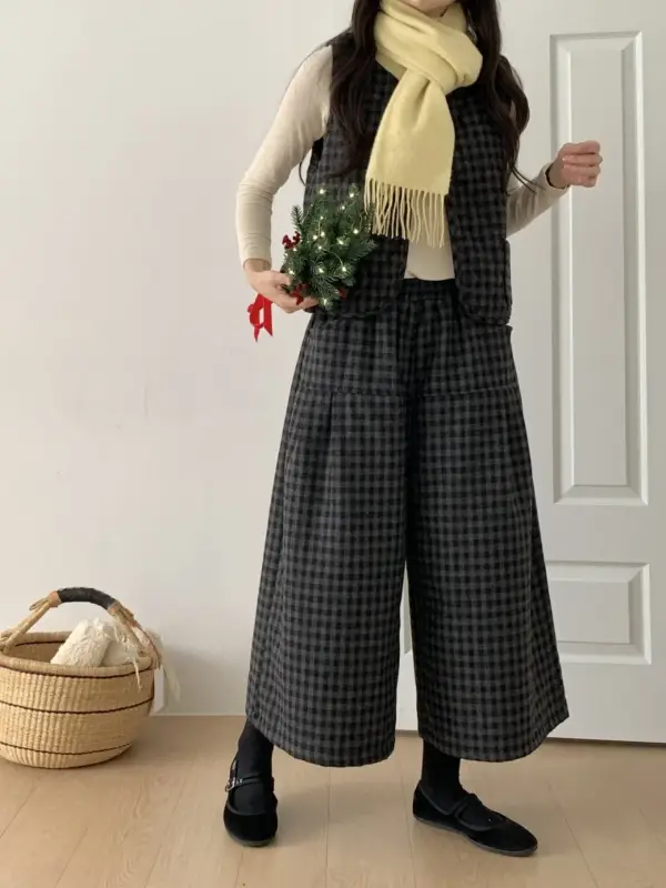 韓 小格文背心 3色 size