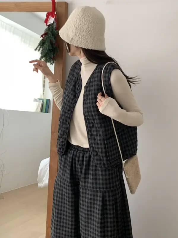 韓 小格文背心 3色 size