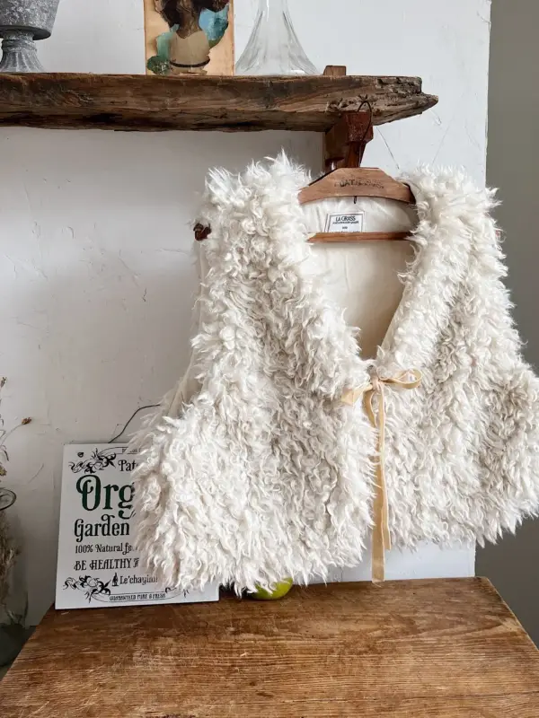 韓 毛毛綁帶背心 size