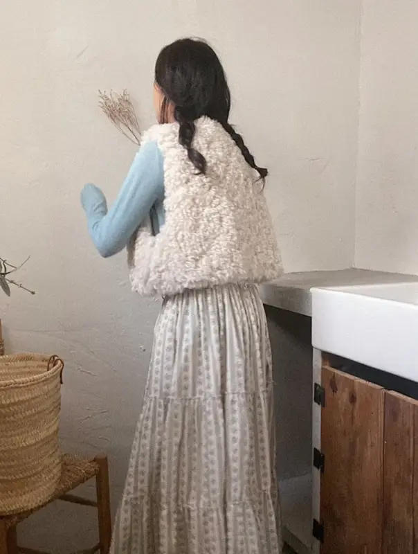 韓 毛毛綁帶背心 size