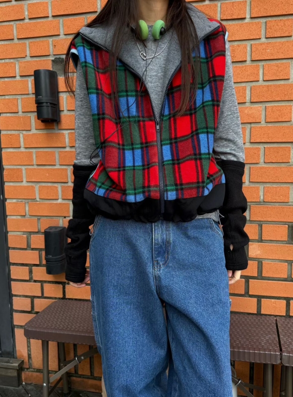 韓 格文小立領背心