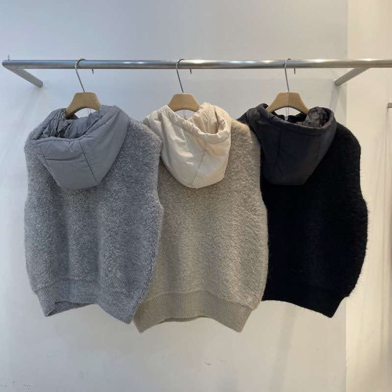 韓 拉鍊連帽背心 3色