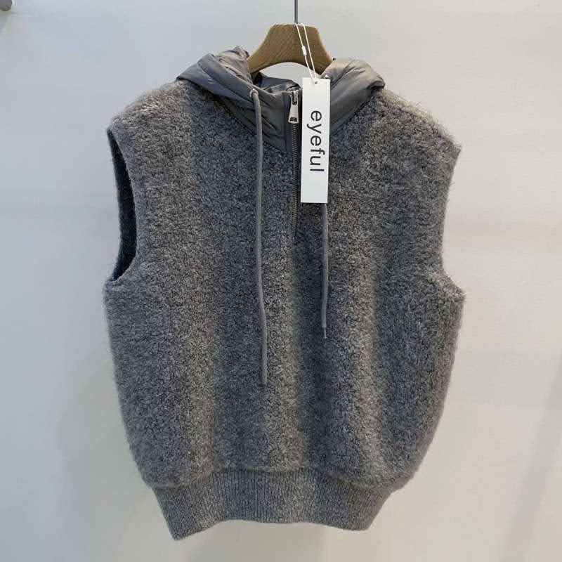 韓 拉鍊連帽背心 3色