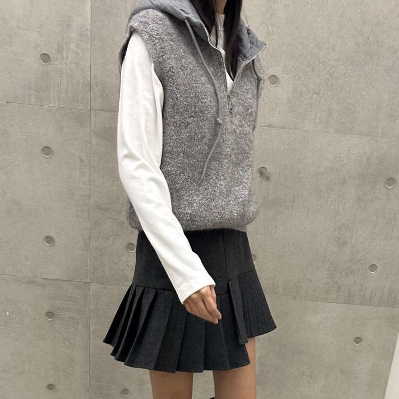 韓 拉鍊連帽背心 3色