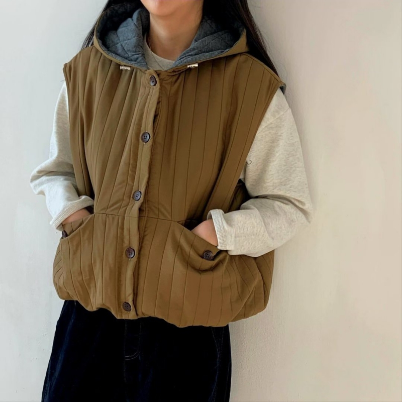 韓 線條連帽背心 3色