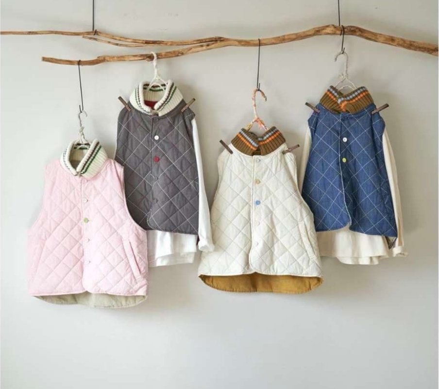 韓 配色釦壓紋背心 3色